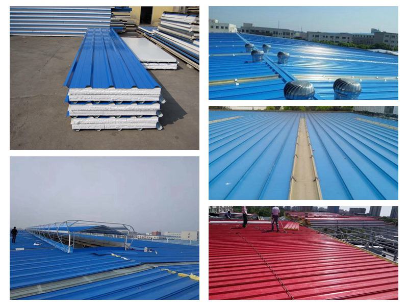 Application with sandwich roof panels Application with sandwich roof panels